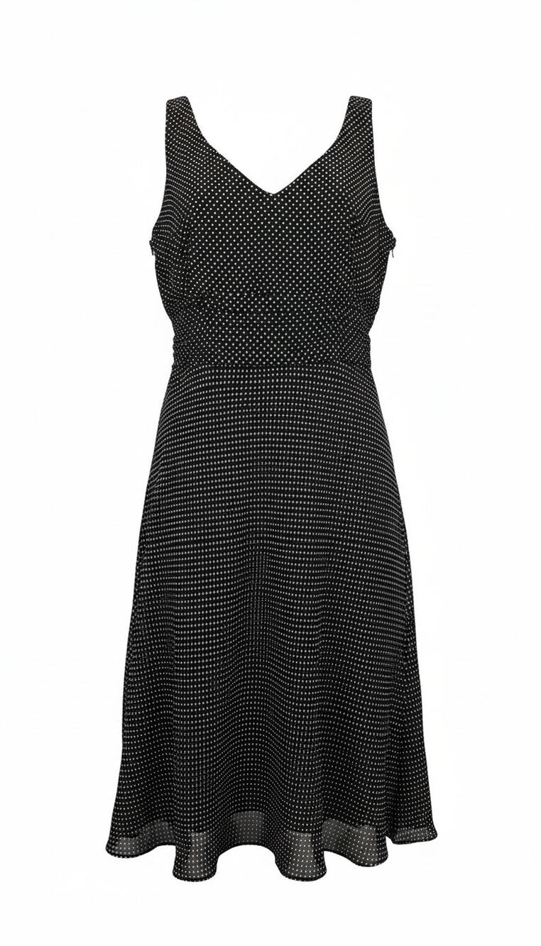 Ann Taylor Size 2 Black White Dot Sleeveless Fit & Flare Dress